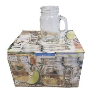 Mason Jar Shooters HomeEssentials Del Sol Set of Six Clear Glass 5 Oz New In Box